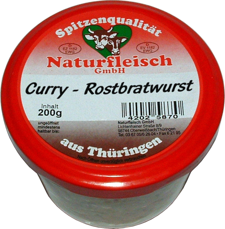 Original Thüringer Curry-Bratwurst im Glas, 200 g